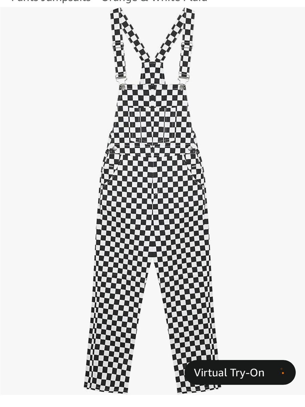 Checkerboard Wide Leg Bib Overalls - Black & White